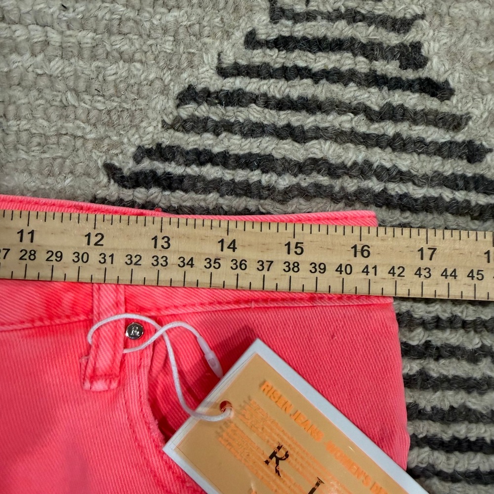 Risen Jeans NWT Coral Pink High Rise Frayed Cutoff Denim Shorts XL RDS6004 Neon - Picture 6 of 10